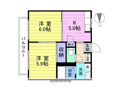 メルベーユ アン(2DK/2階)の間取り写真