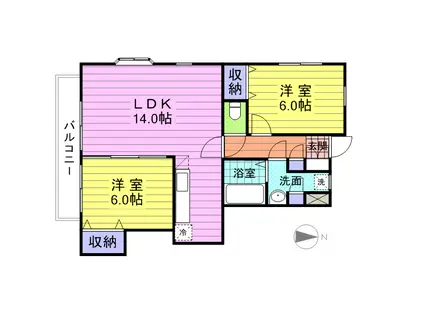 ソレアードT(2LDK/1階)の間取り写真