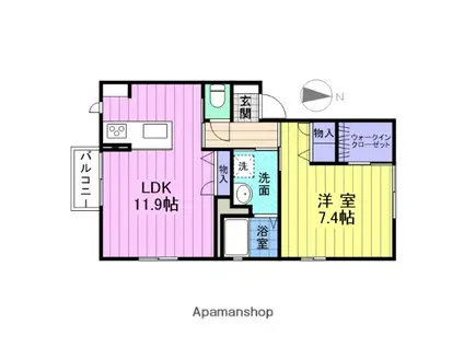 オーブA(1LDK/2階)の間取り写真