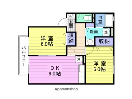 グリーンコートC(2LDK/1階)の間取り写真