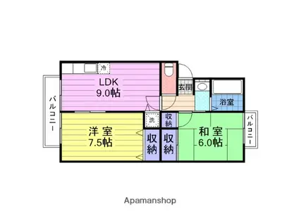 ベルパークK(2LDK/1階)の間取り写真