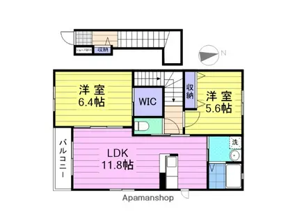 ハーモニーテラス(2LDK/2階)の間取り写真