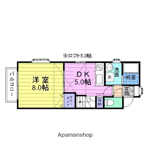 アヴァンセ岩切壱番館(1DK/2階)の間取り写真