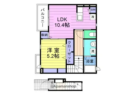 ル・シェル エトワーレ Ⅲ(1LDK/2階)の間取り写真