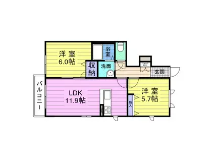 シャーメゾンアネシス(2LDK/1階)の間取り写真