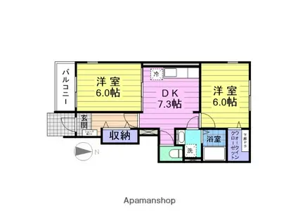 プラシードA(2DK/1階)の間取り写真