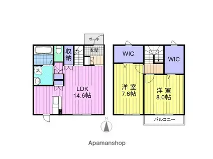 APT CUORE(2LDK/1階)の間取り写真
