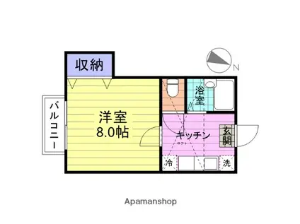 シルクハイツ向陽(1K/1階)の間取り写真