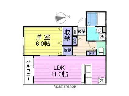 フィオーレ(1LDK/1階)の間取り写真