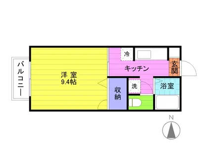 ロイヤルコート(1K/2階)の間取り写真