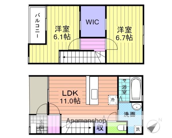 ホワイエⅢ(2LDK/1階)の間取り写真