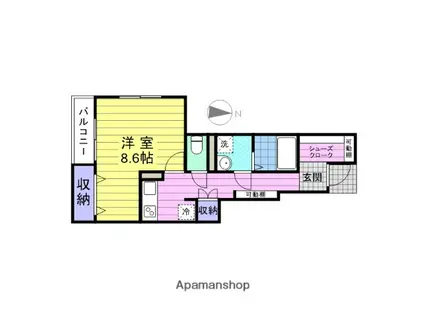 アムールアピス(1K/1階)の間取り写真