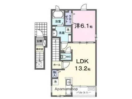 ニューライズ セキネ Ⅱ(1LDK/2階)の間取り写真