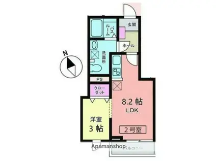 MERIDIAN多賀城新田(1LDK/2階)の間取り写真
