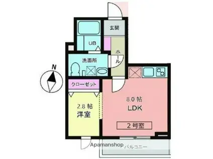 MERIDIAN利府加瀬壱番館(1LDK/2階)の間取り写真