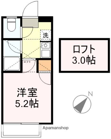 アップルハウス八乙女2(1K/1階)の間取り写真