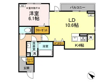 D-ROOM泉崎2丁目PJ B(1LDK/3階)の間取り写真