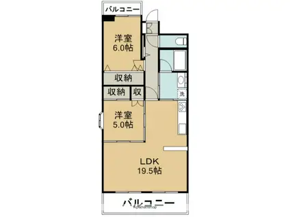 ソフィア天神山(2LDK/2階)の間取り写真