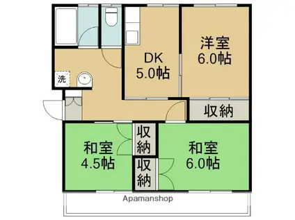 コーポラス霞A棟(3DK/2階)の間取り写真