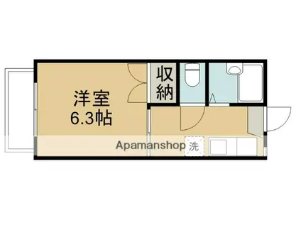 仙台市地下鉄東西線 薬師堂駅(宮城) 徒歩13分 2階建 築34年(1K/2階)の間取り写真