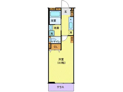 アリュール北仙台(1K/1階)の間取り写真