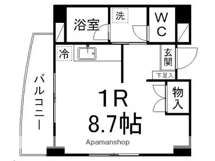 ベルコリーヌ小田原(ワンルーム/5階)の間取り写真