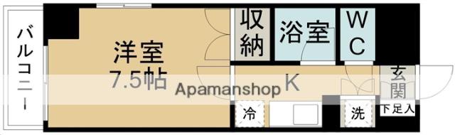 ロイヤルヒルズ高松(1K/1階)の間取り写真