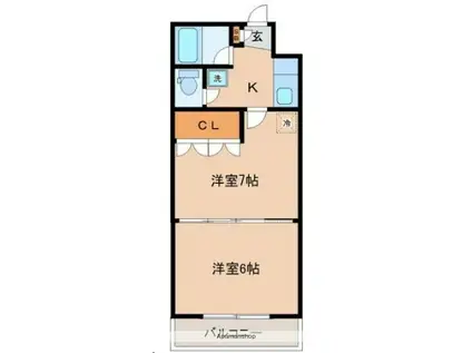 イーグルハイツ萩野町(2K/4階)の間取り写真