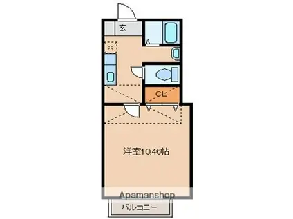 アフォリステーション新田東ウエスト(1K/2階)の間取り写真