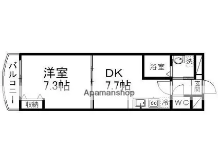 スペリウォール五橋(1DK/2階)の間取り写真