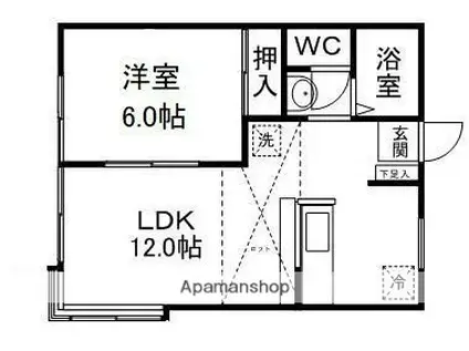 シャンドーレ壱番館(1LDK/1階)の間取り写真