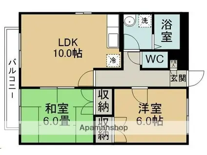 Uティーハイツ(2LDK/2階)の間取り写真