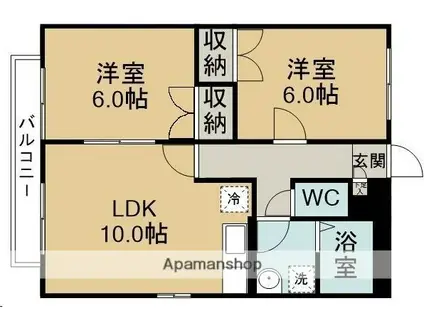Uティーハイツ(2LDK/1階)の間取り写真