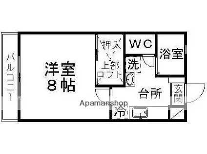 ティエラドミールA棟(1K/2階)の間取り写真