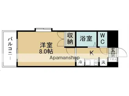 ロイヤルヒルズ片桐(1K/4階)の間取り写真