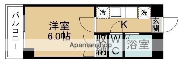 ベルトピア仙台16A棟(1K/2階)の間取り写真