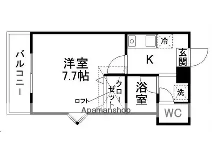 エイシィーヴィラ(1K/1階)の間取り写真