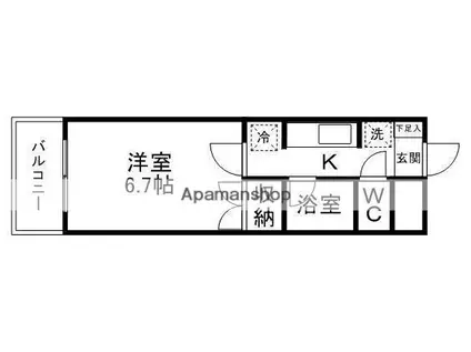 YS荒町(1K/4階)の間取り写真