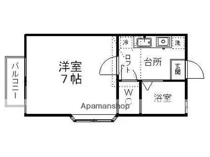 ピースフル東照宮(1K/2階)の間取り写真
