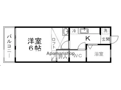 コーポグリーンヒル(1K/2階)の間取り写真