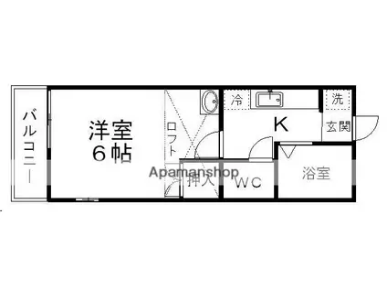 コーポグリーンヒル(1K/2階)の間取り写真