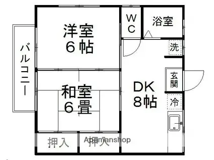 グレイト小林(2DK/2階)の間取り写真