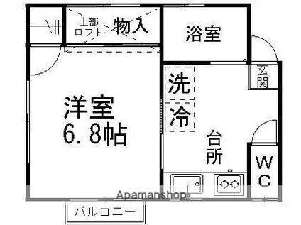 ピースフル高松(1K/2階)の間取り写真