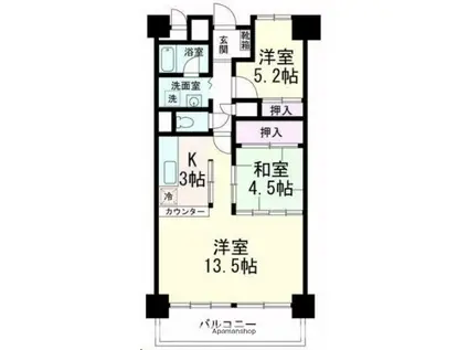 ポラリスビル(2LDK/3階)の間取り写真