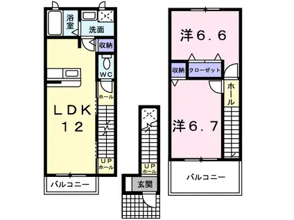 サンパティーク C棟(2LDK/2階)の間取り写真
