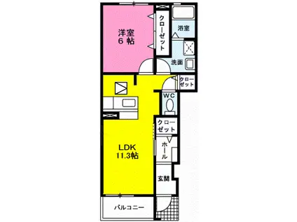 エレガント沖野(1LDK/1階)の間取り写真
