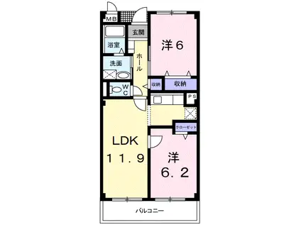 サニーヒル仙台南(2LDK/3階)の間取り写真