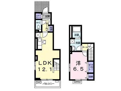 ショコラⅠ(1LDK/1階)の間取り写真