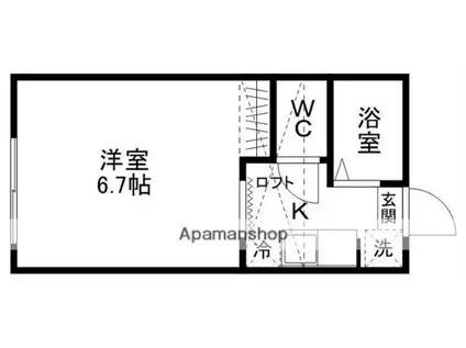 パレットヒルズ(1K/1階)の間取り写真