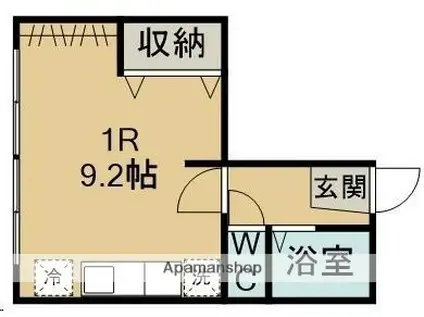 第2菊栄アパート(ワンルーム/1階)の間取り写真
